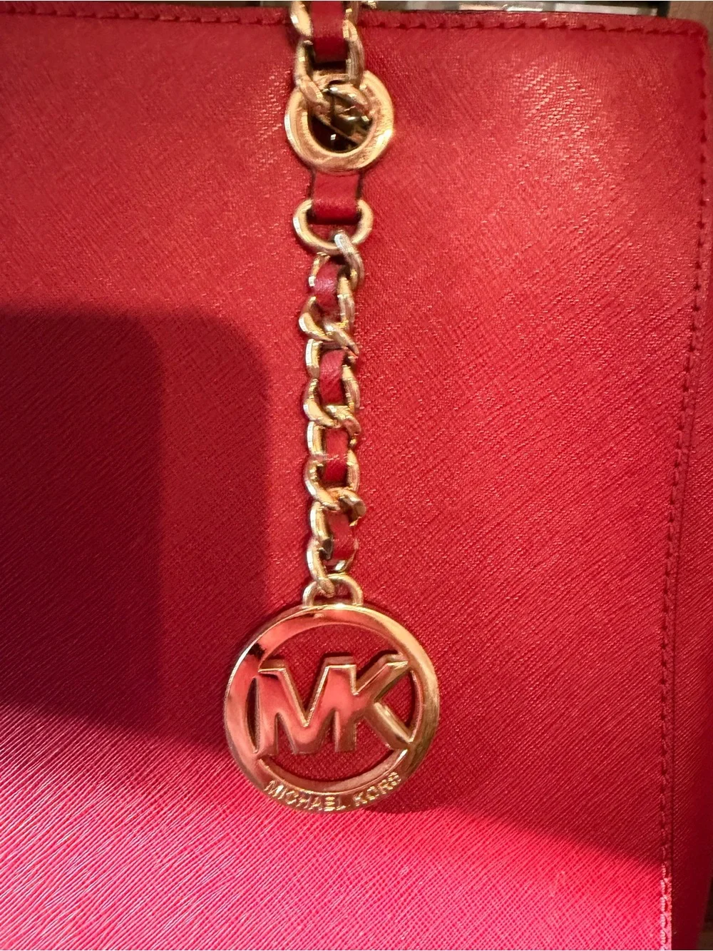 Michael Kors Cherry Susannah Large Saffiano Tote Shoulder Purse